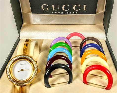 gucci watch with changing bezel|vintage gucci watch with bezels.